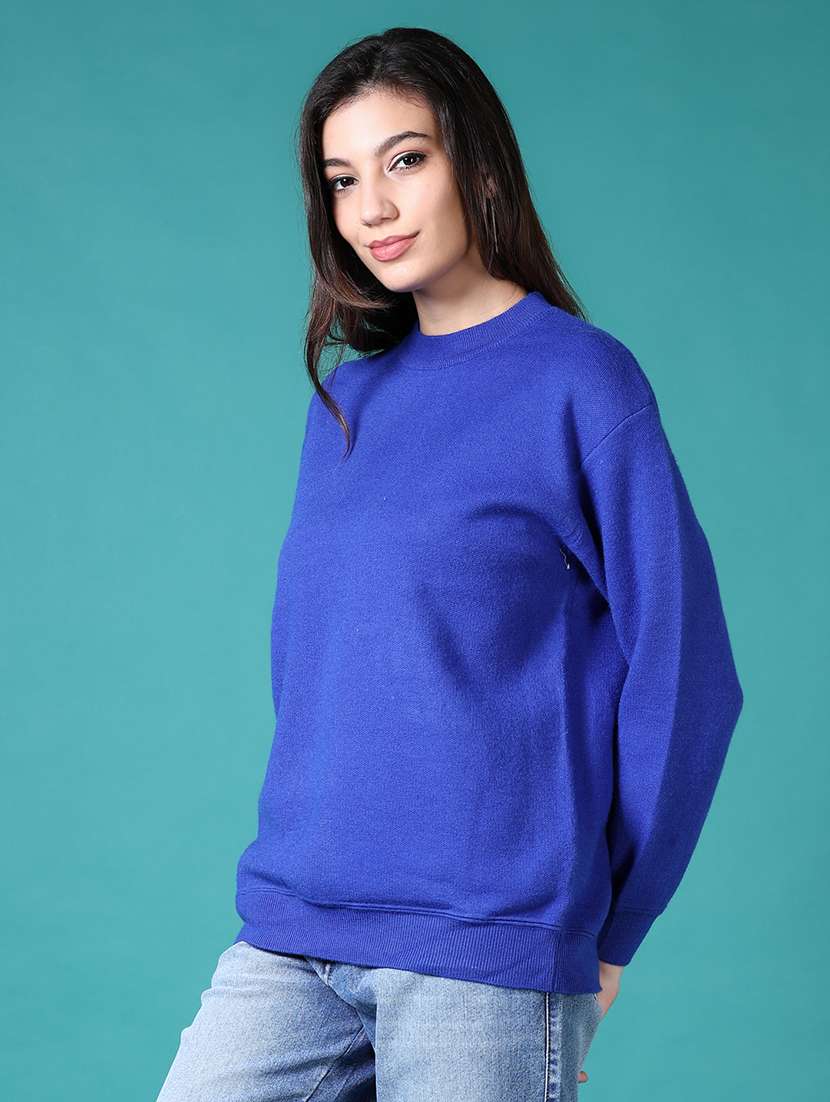 women solid long sleeve pullover - 21630970 -  Standard Image - 1