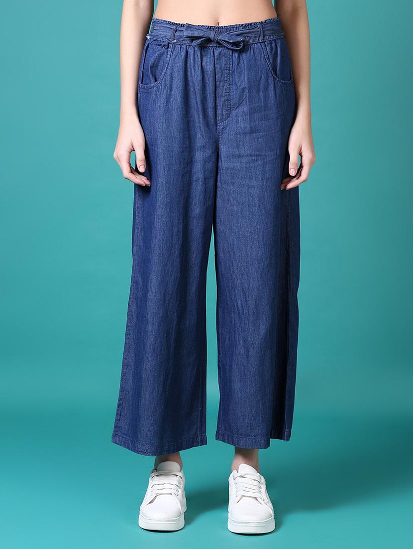 women solid high rise wide leg jean - 21630974 -  Zoom Image - 0
