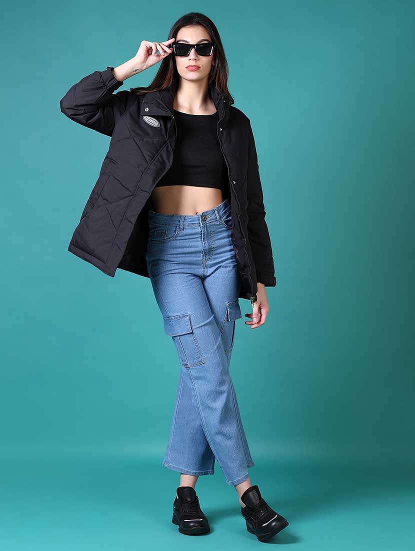 women solid long sleeve quilted jacket - 21631006 -  Standard Image - 4