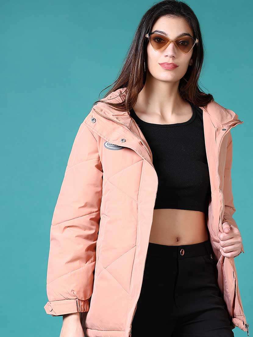 women solid long sleeve quilted jacket - 21631009 -  Standard Image - 1