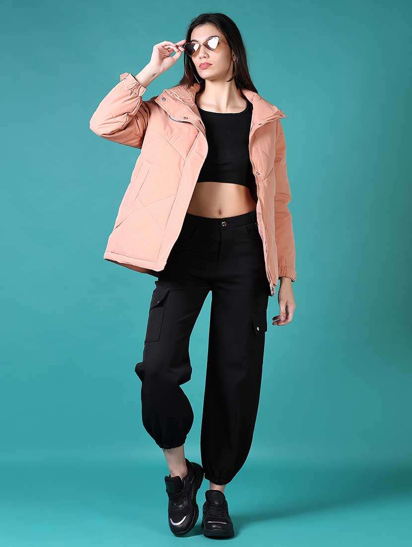 women solid long sleeve quilted jacket - 21631009 -  Standard Image - 4