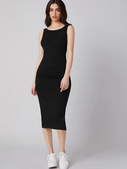 women round neck solid bodycon dress - 21631156 -  Standard Image - 0