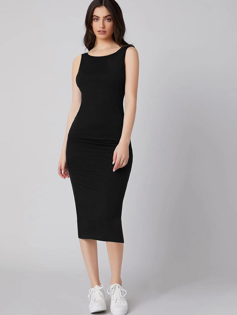 women round neck solid bodycon dress - 21631156 -  Zoom Image - 0