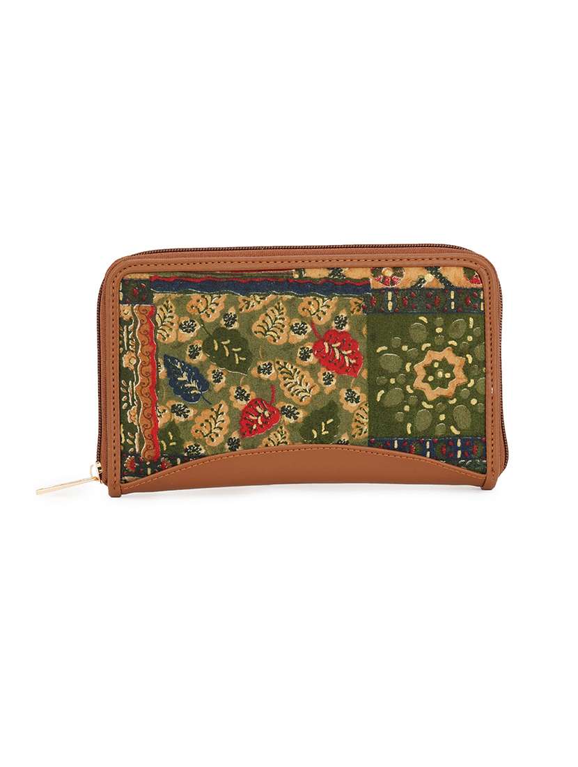 women brown cotton wallet