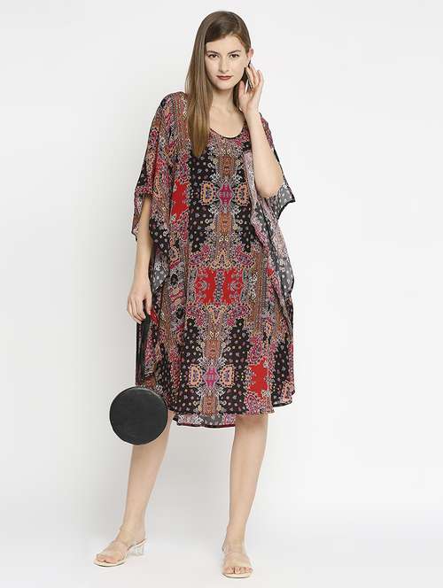 women round neck printed kaftan dress - 21631276 - Standard Image - 0