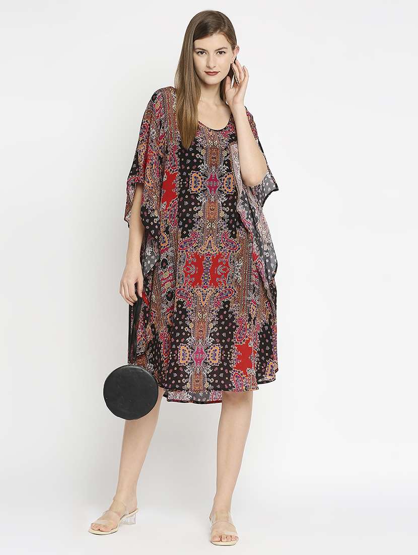 women round neck printed kaftan dress - 21631276 - Zoom Image - 0