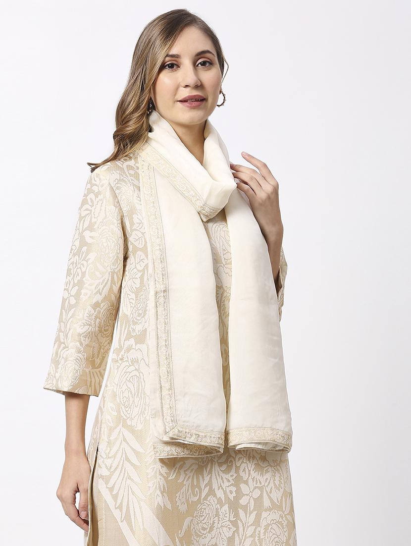 women plain lace bordered dupatta  - 21631550 -  Standard Image - 1