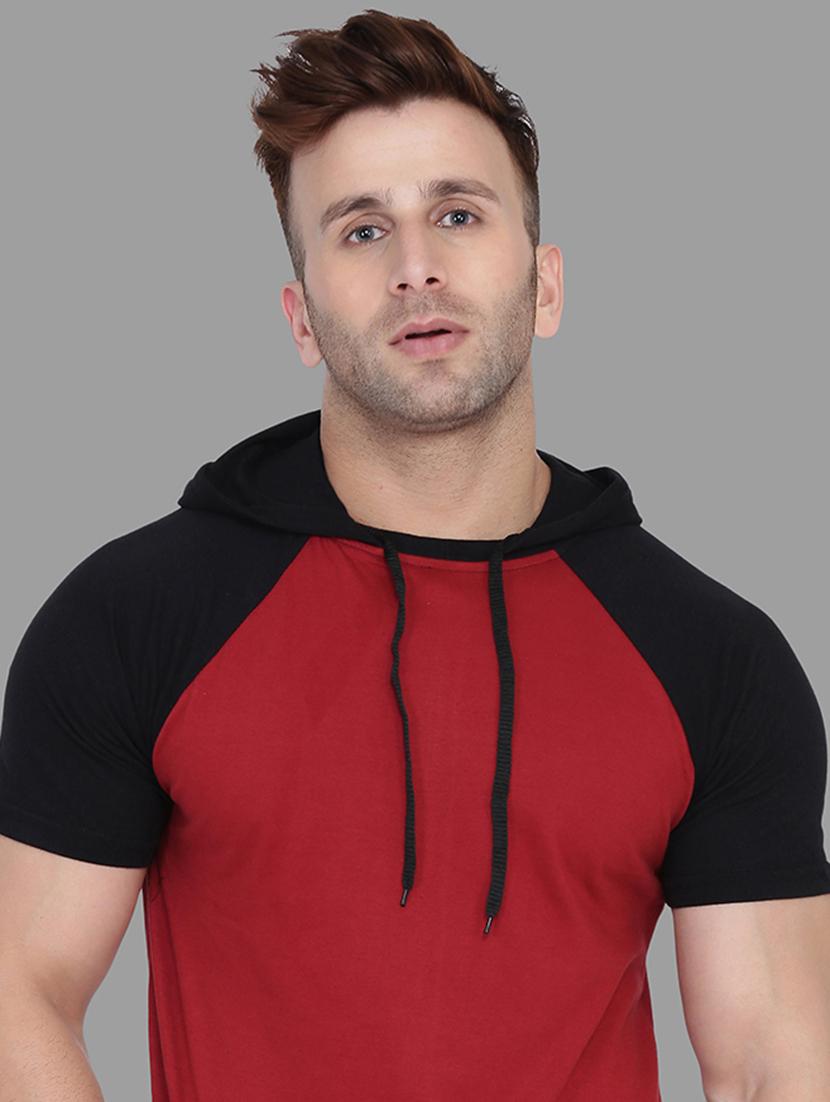 men slim fit color block hood neck t-shirt - 21631900 - Standard Image - 4