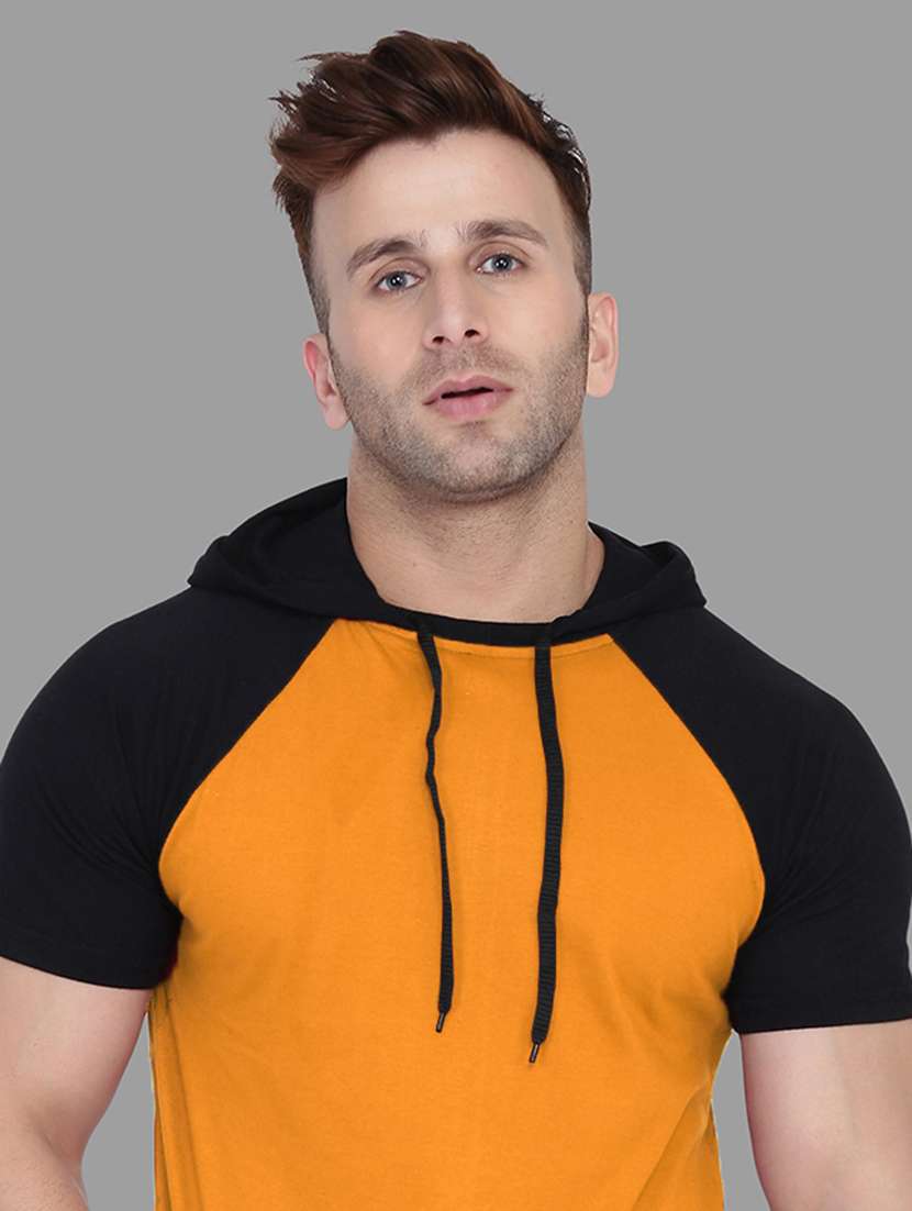 men slim fit color block hood neck t-shirt - 21631904 - Standard Image - 4