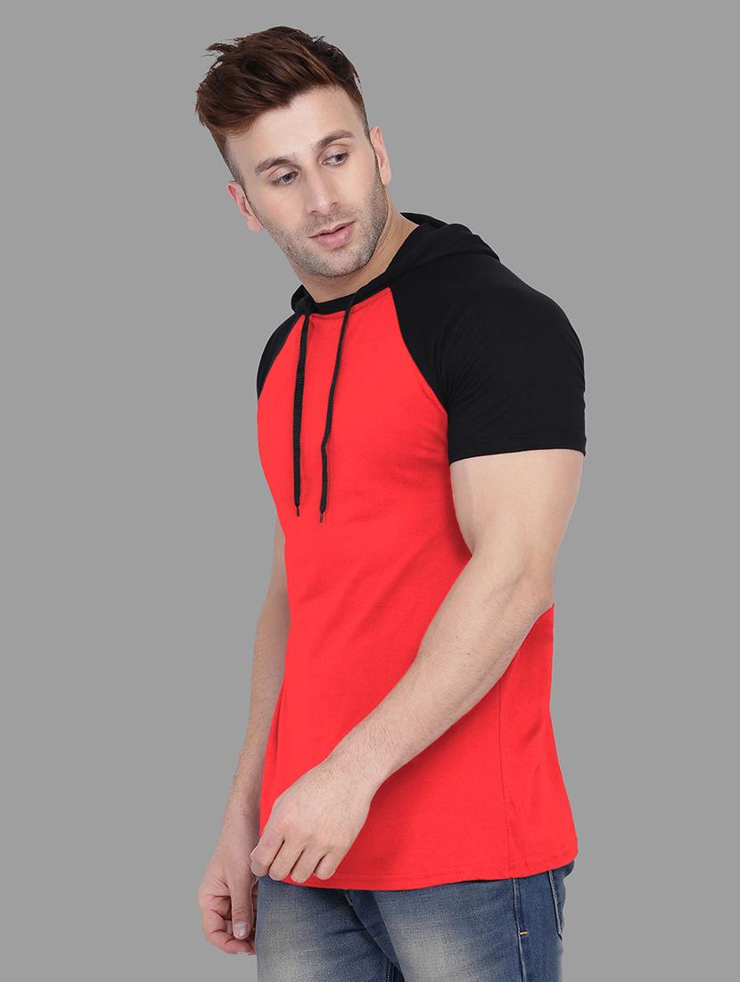 men slim fit color block hood neck t-shirt - 21631906 - Standard Image - 1