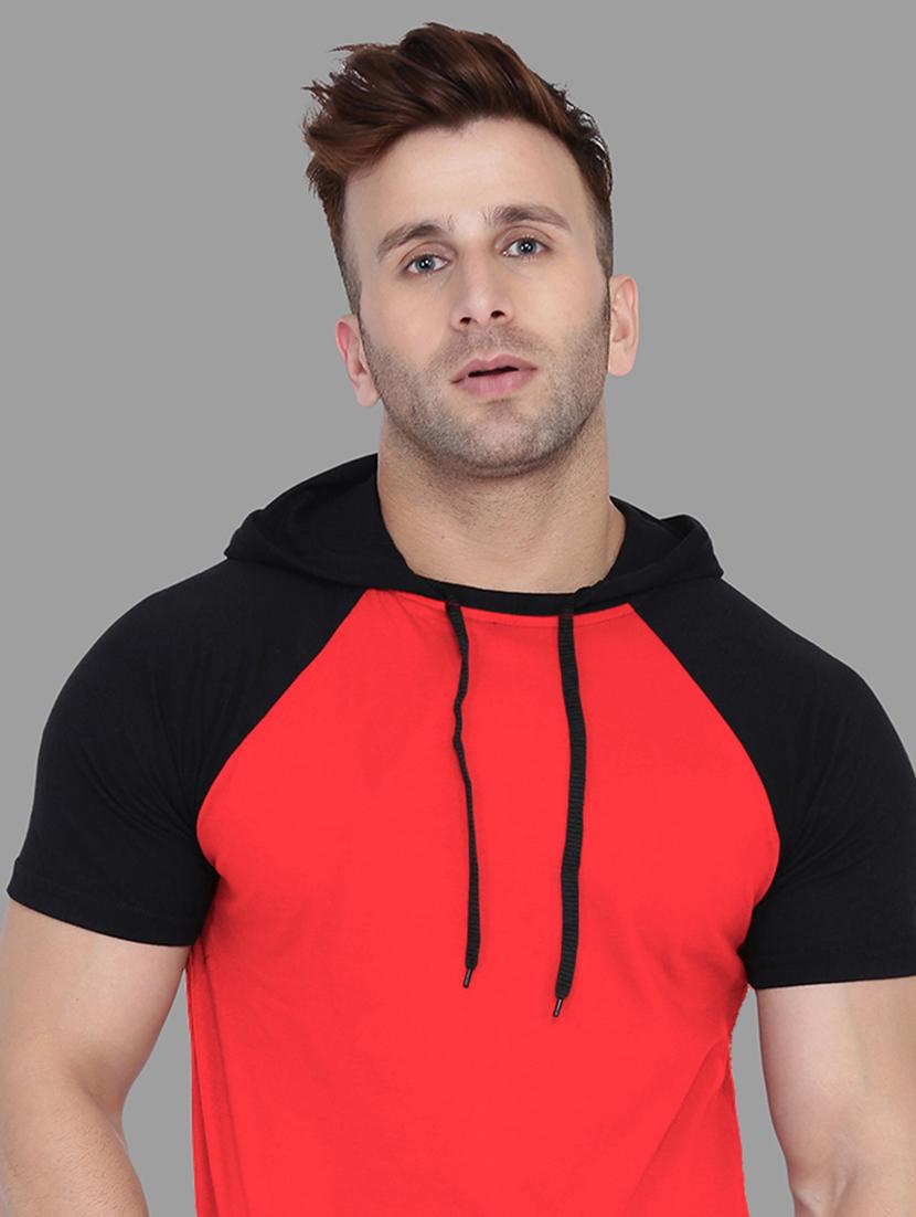 men slim fit color block hood neck t-shirt - 21631906 - Standard Image - 4