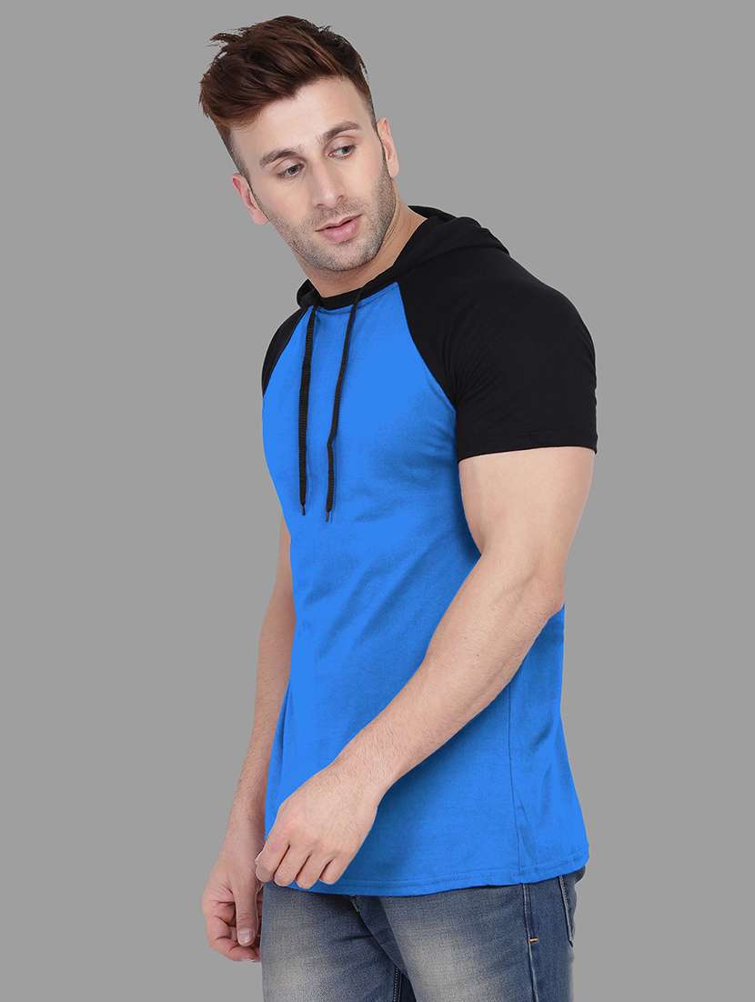 men slim fit color block hood neck t-shirt - 21631907 -  Standard Image - 1