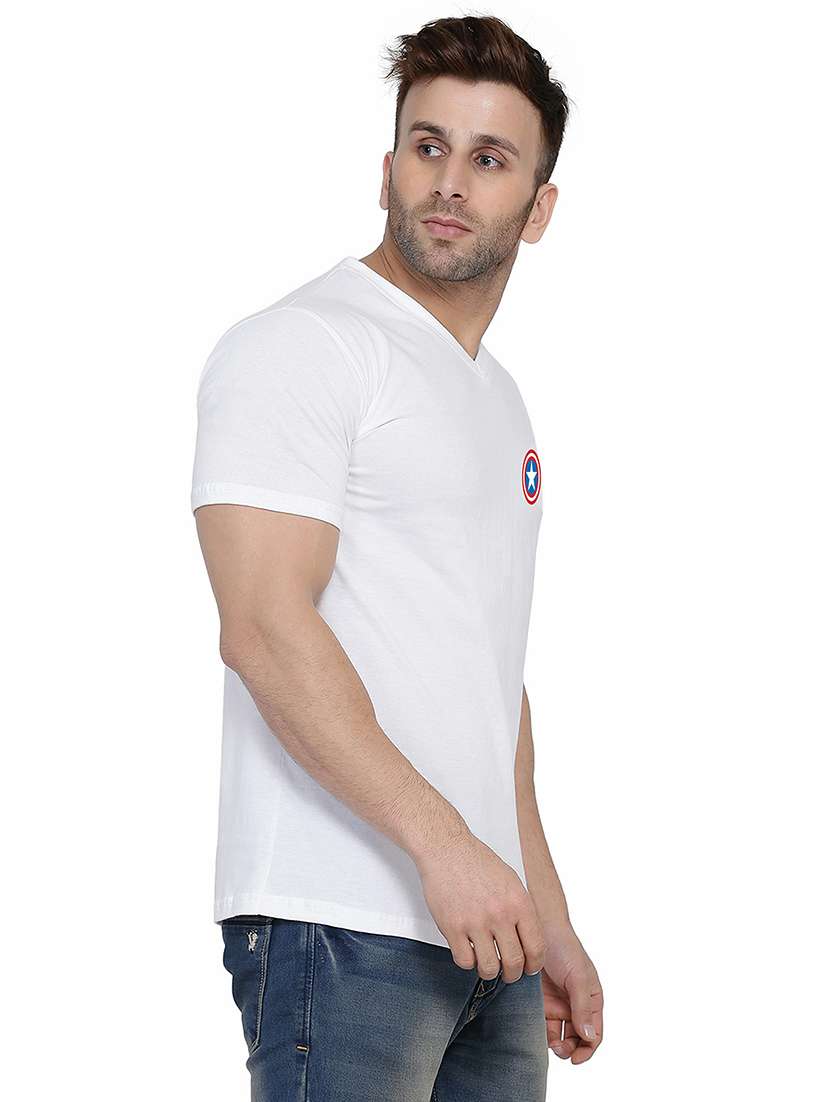 men slim fit placement printed v neck short sleeve t-shirt - 21631952 -  Standard Image - 1