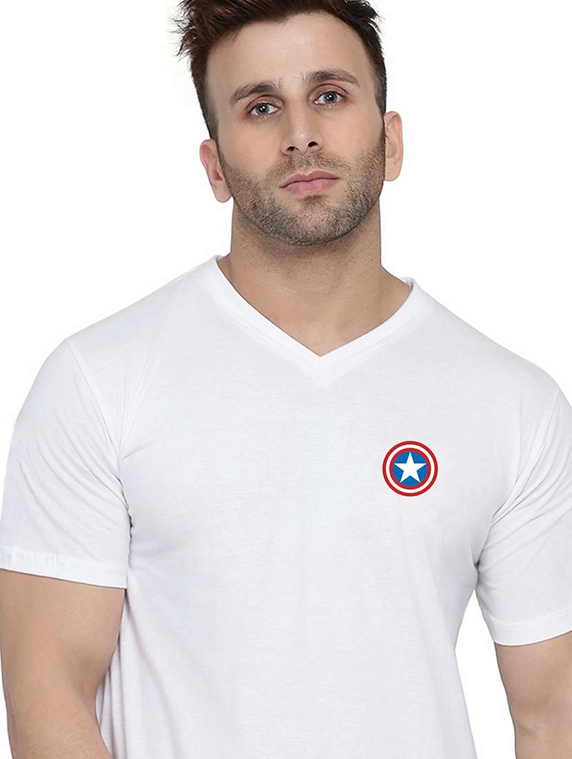 men slim fit placement printed v neck short sleeve t-shirt - 21631952 -  Standard Image - 4