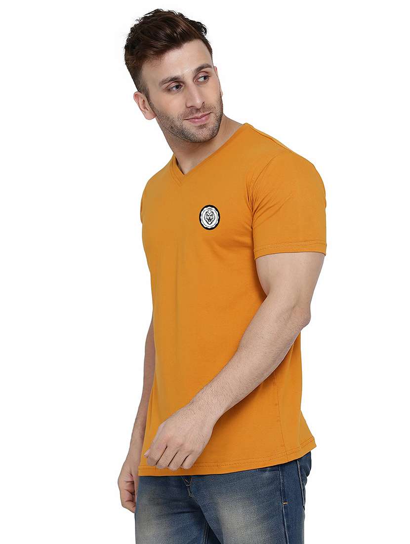 men slim fit placement printed v neck short sleeve t-shirt - 21631963 -  Standard Image - 1
