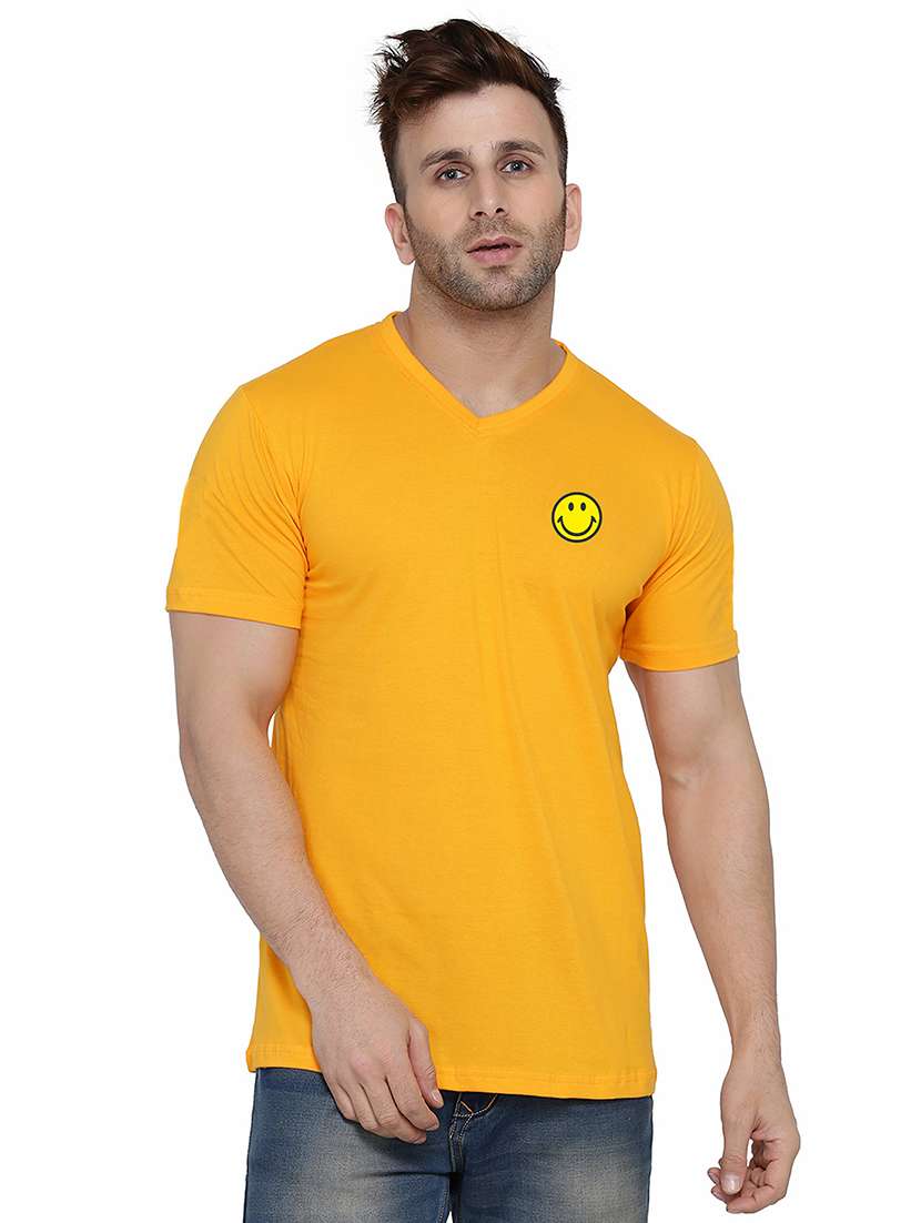 men slim fit placement printed v neck short sleeve t-shirt