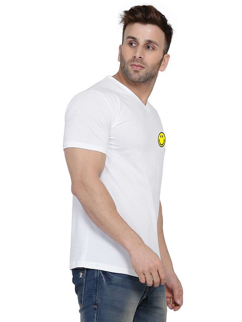 men slim fit placement printed v neck short sleeve t-shirt - 21631972 -  Standard Image - 1