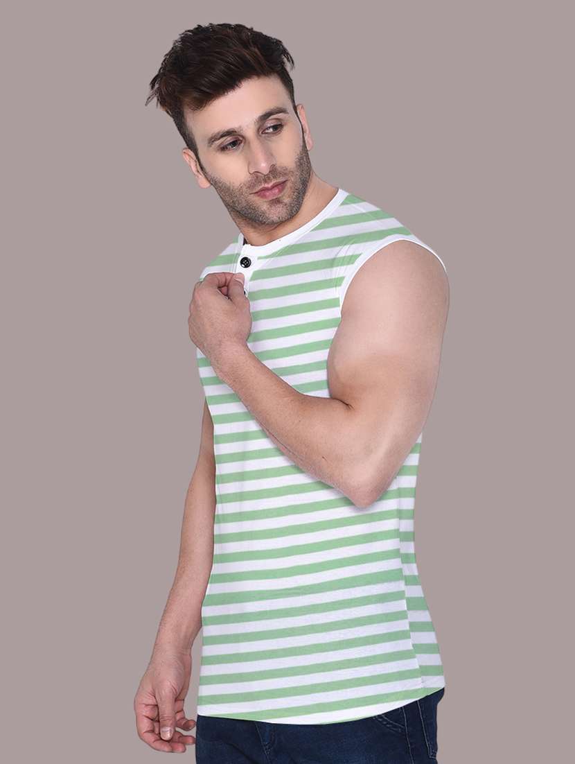 men slim fit striped sleeveless t-shirt - 21631978 -  Standard Image - 1