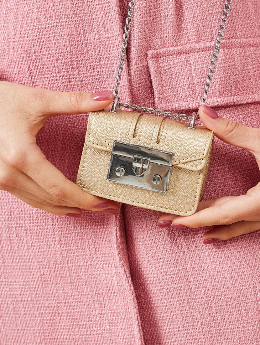 women gold textured sling bag - 21631983 - Standard Image - 4