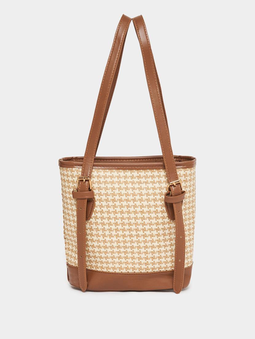 women tan textured handbag - 21631986 - Standard Image - 1