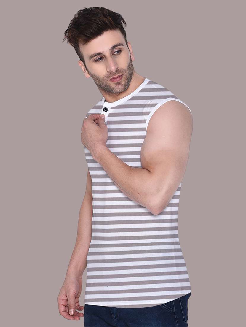 men slim fit striped sleeveless t-shirt - 21631991 -  Standard Image - 1