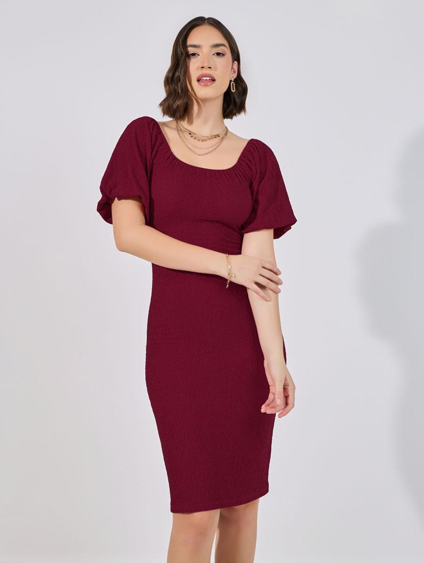 women square neck solid bodycon dress - 21632004 - Standard Image - 1