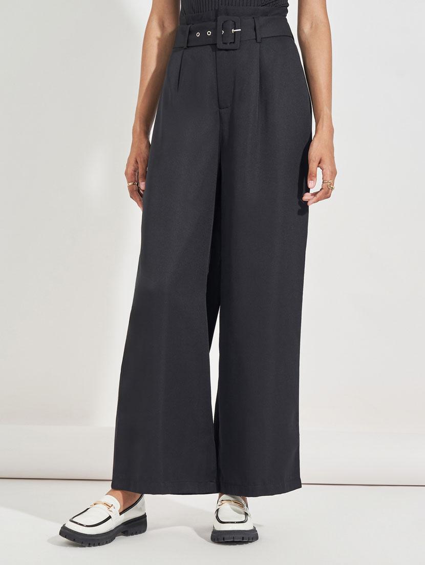 women solid ankle length wide leg trouser - 21632013 -  Zoom Image - 0