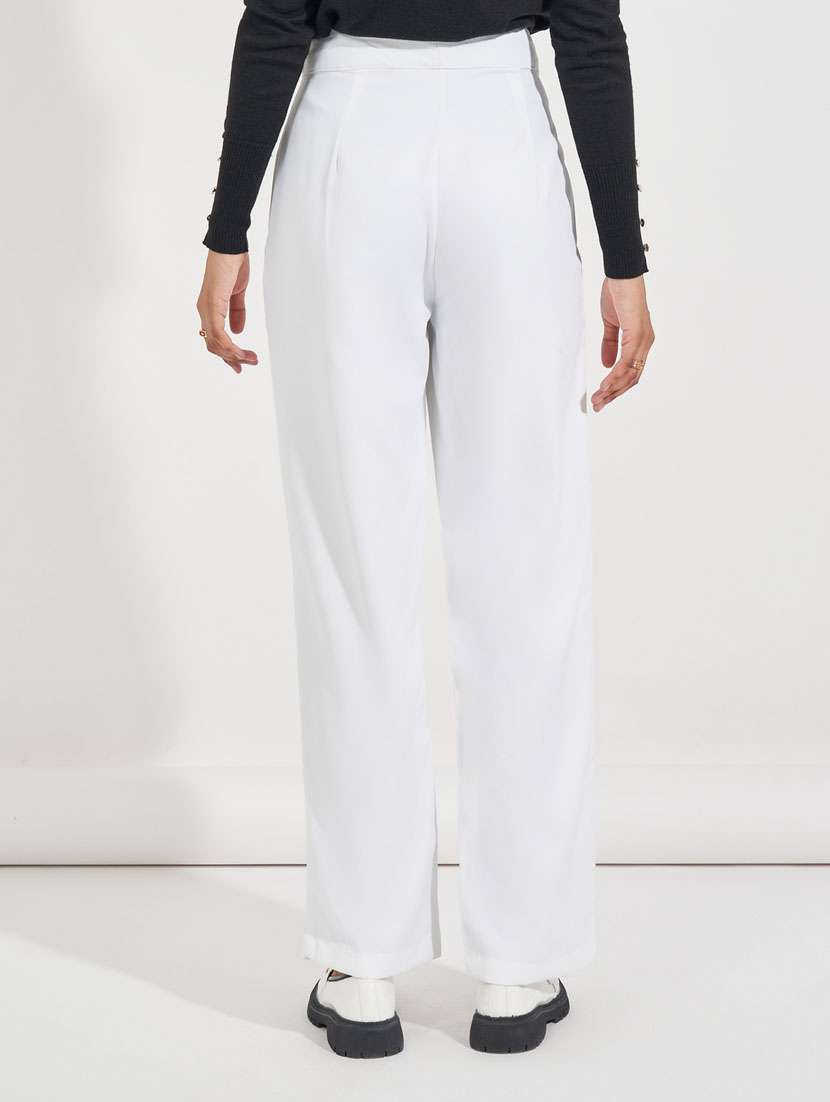 women solid ankle length wide leg trouser - 21632017 -  Standard Image - 1