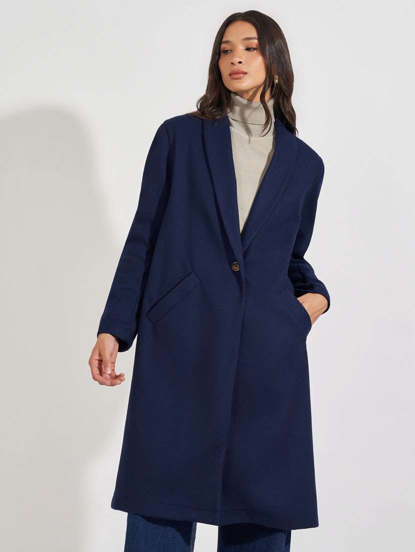 women solid trench overcoat