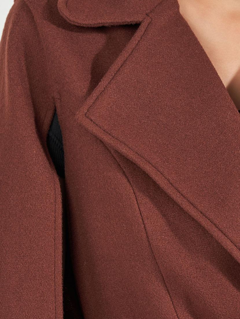women brown solid long cape sleeve trenchcoat - 21632025 - Standard Image - 4