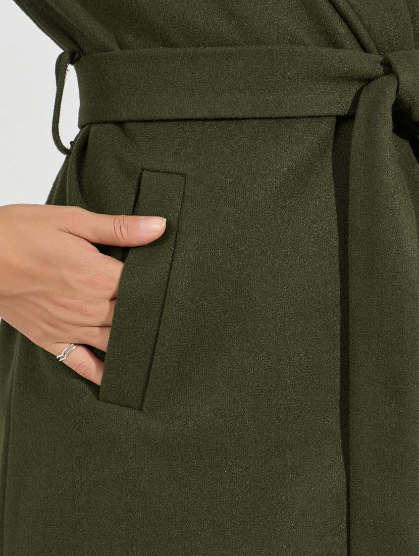 women olive solid full sleeve overcoat - 21632026 - Standard Image - 4