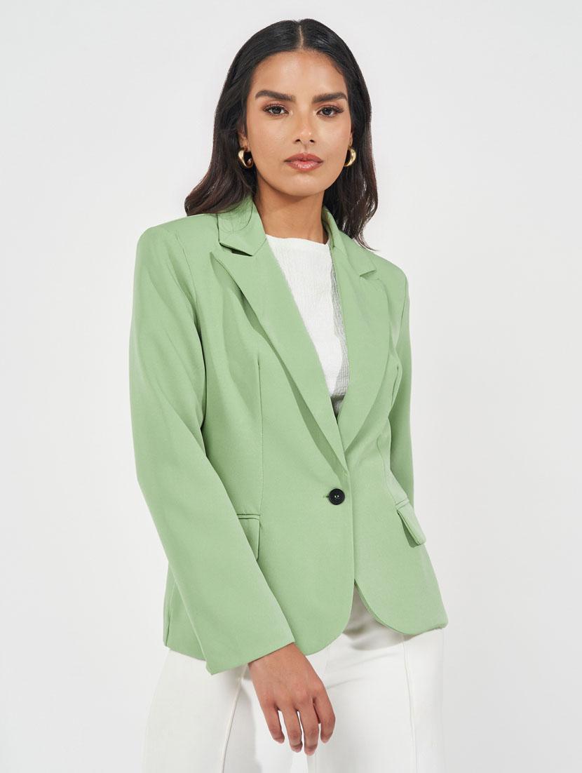 women solid long sleeve casual blazer - 21632030 -  Standard Image - 1