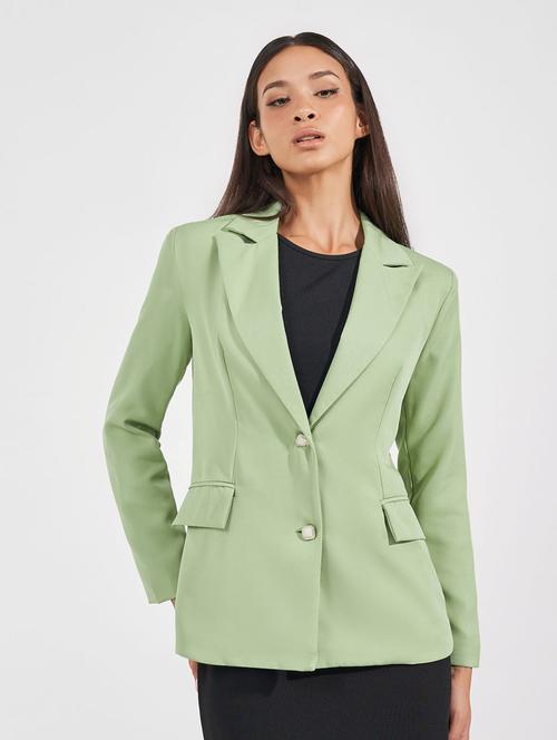 women solid long sleeve casual blazer - 21632033 -  Standard Image - 0