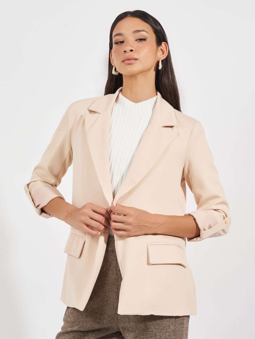 women solid long sleeve casual blazer - 21632034 -  Standard Image - 1