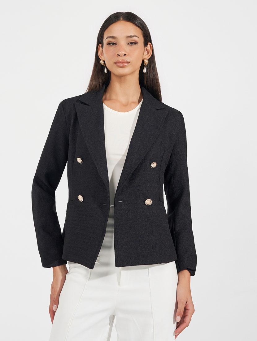 women solid long sleeve formal blazer - 21632036 - Standard Image - 1