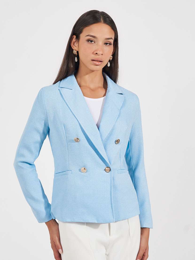 women solid long sleeve casual blazer