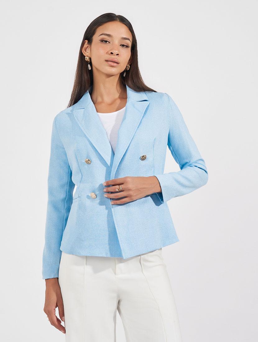 women solid long sleeve casual blazer - 21632037 - Standard Image - 1