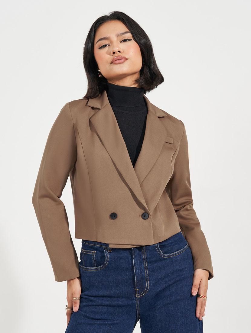 women solid long sleeve casual blazer - 21632038 - Standard Image - 1