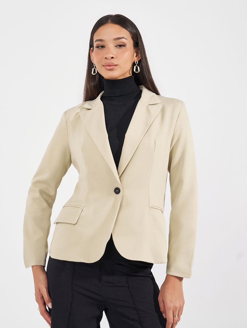 women solid long sleeve casual blazer - 21632039 -  Zoom Image - 0