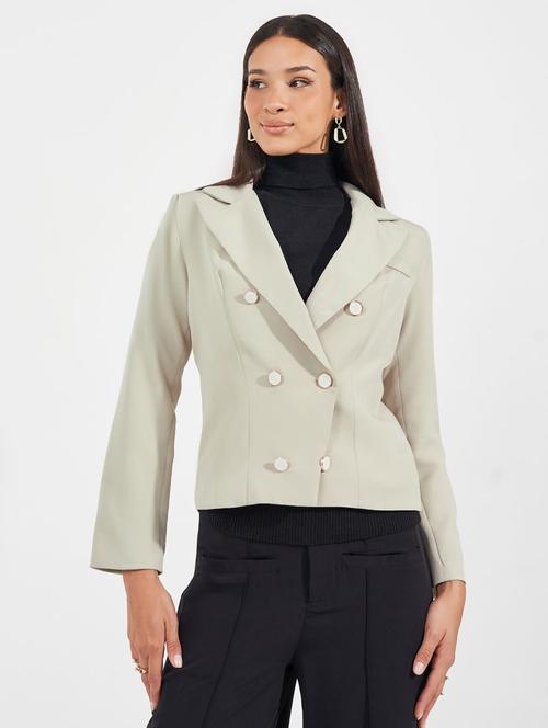 women solid long sleeve casual blazer - 21632040 - Standard Image - 0