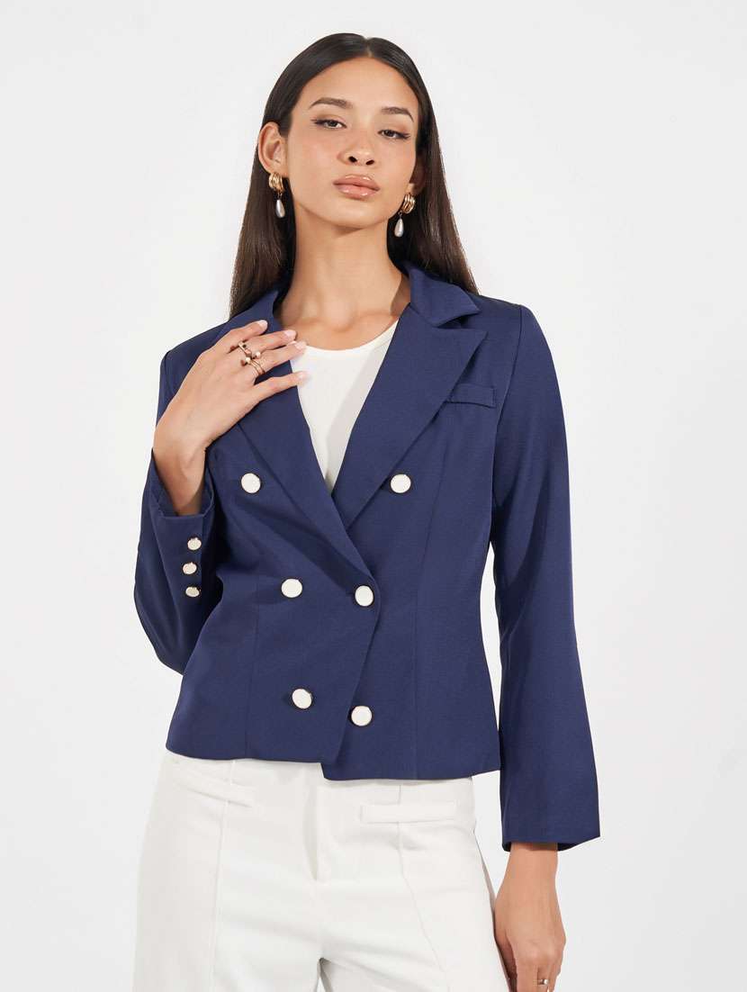 women solid long sleeve casual blazer - 21632041 -  Standard Image - 1