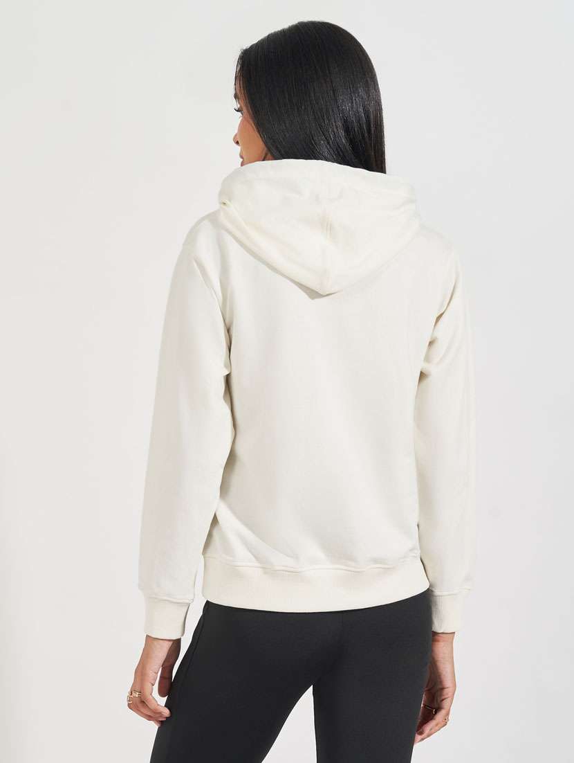 women cream placement print long sleeve sweatshirt - 21632045 - Standard Image - 1