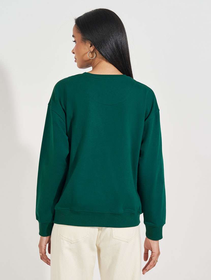 women chest  print long sleeve sweatshirt - 21632057 -  Standard Image - 1