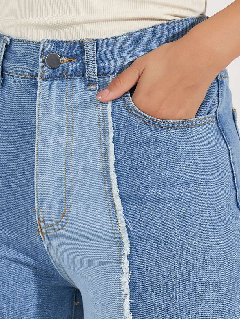 women light blue wide leg plain jeans - 21632062 -  Standard Image - 4