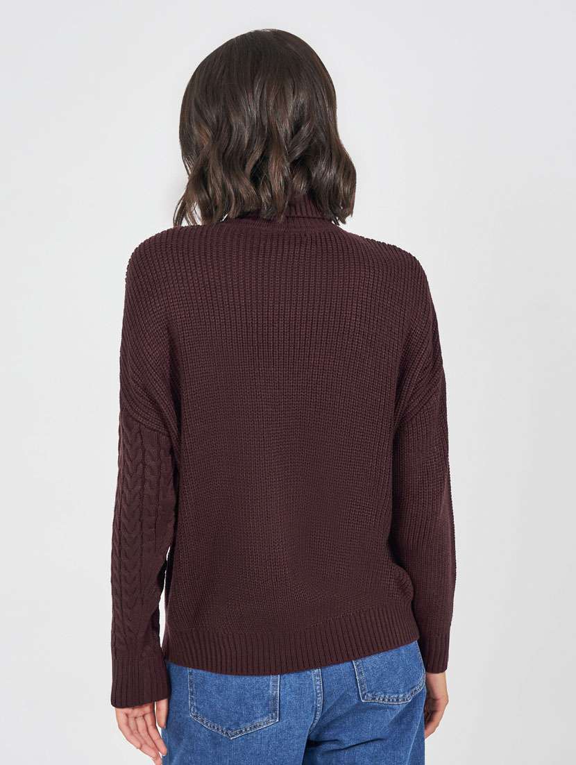 women purple self design long sleeve pullover - 21632068 -  Standard Image - 1