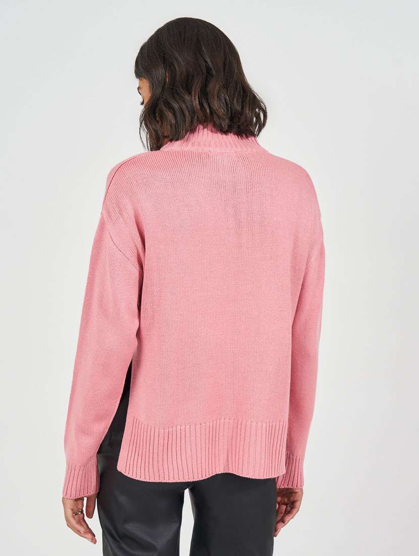 women pink self design long sleeve pullover - 21632072 -  Standard Image - 1
