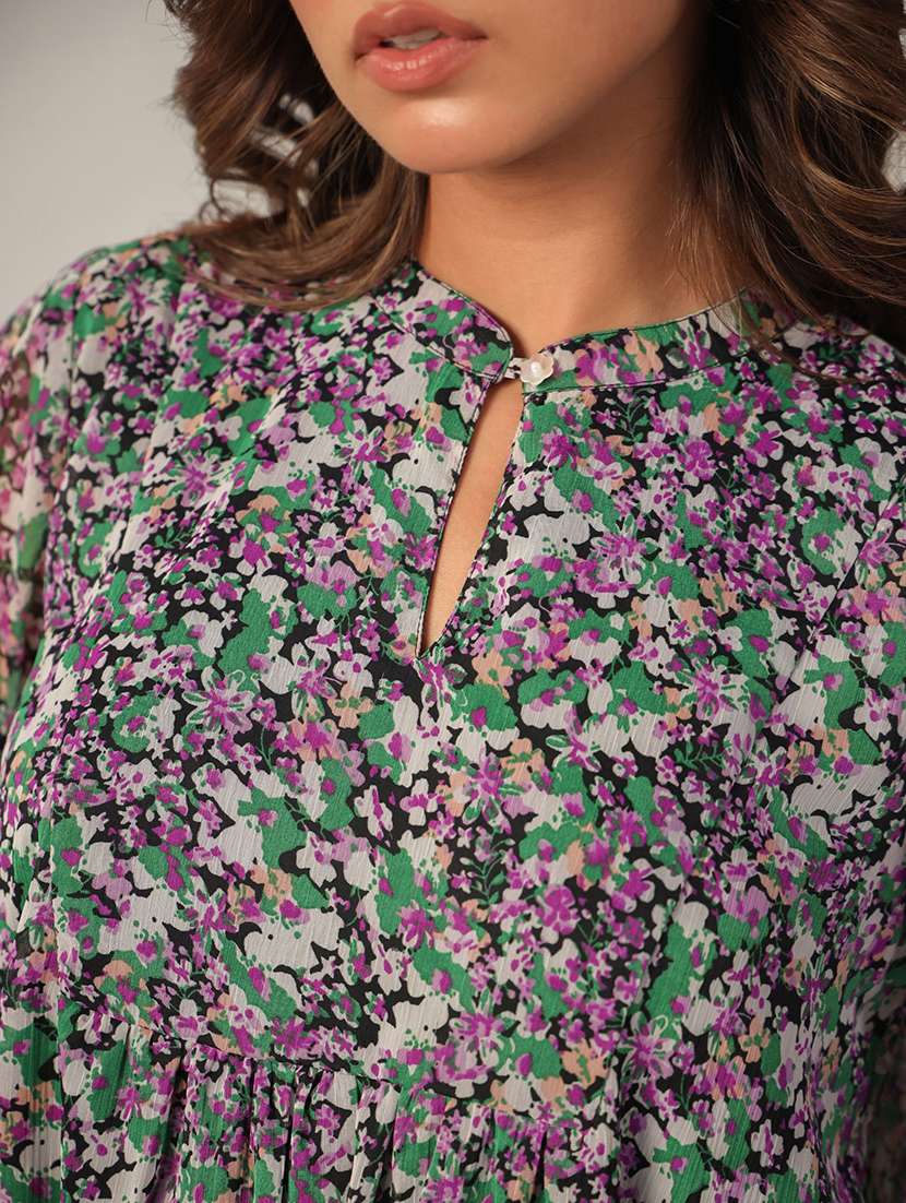 women floral printed puff sleeve top - 21632090 -  Standard Image - 4