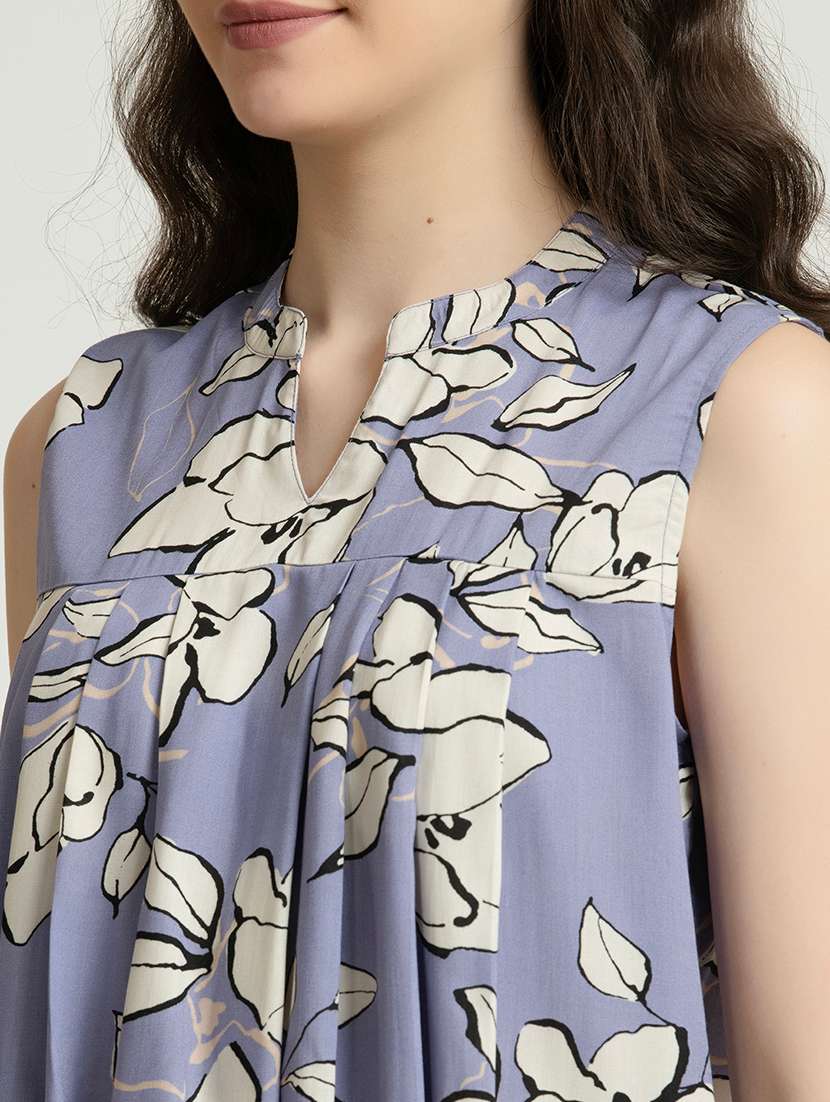 women floral print sleeveless a-line top - 21632095 -  Standard Image - 4