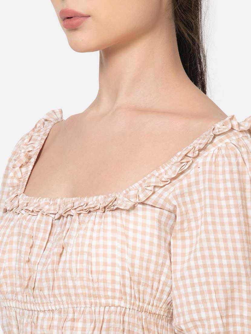 women checkered peplum top - 21632096 -  Standard Image - 4