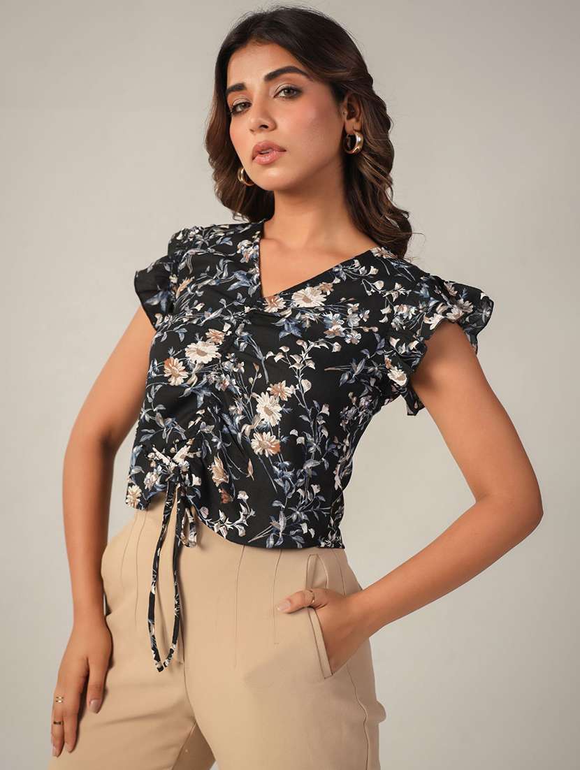 women floral printed ruched top - 21632102 -  Standard Image - 1